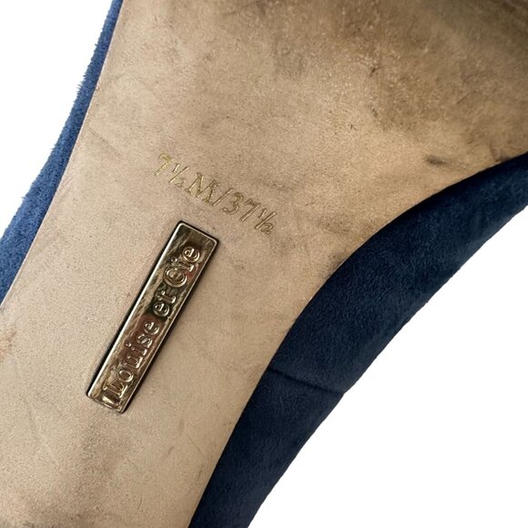 LOUISE ET CIE Blue Suede Bow Heels size 37.5/7.5 - Picture 9 of 9